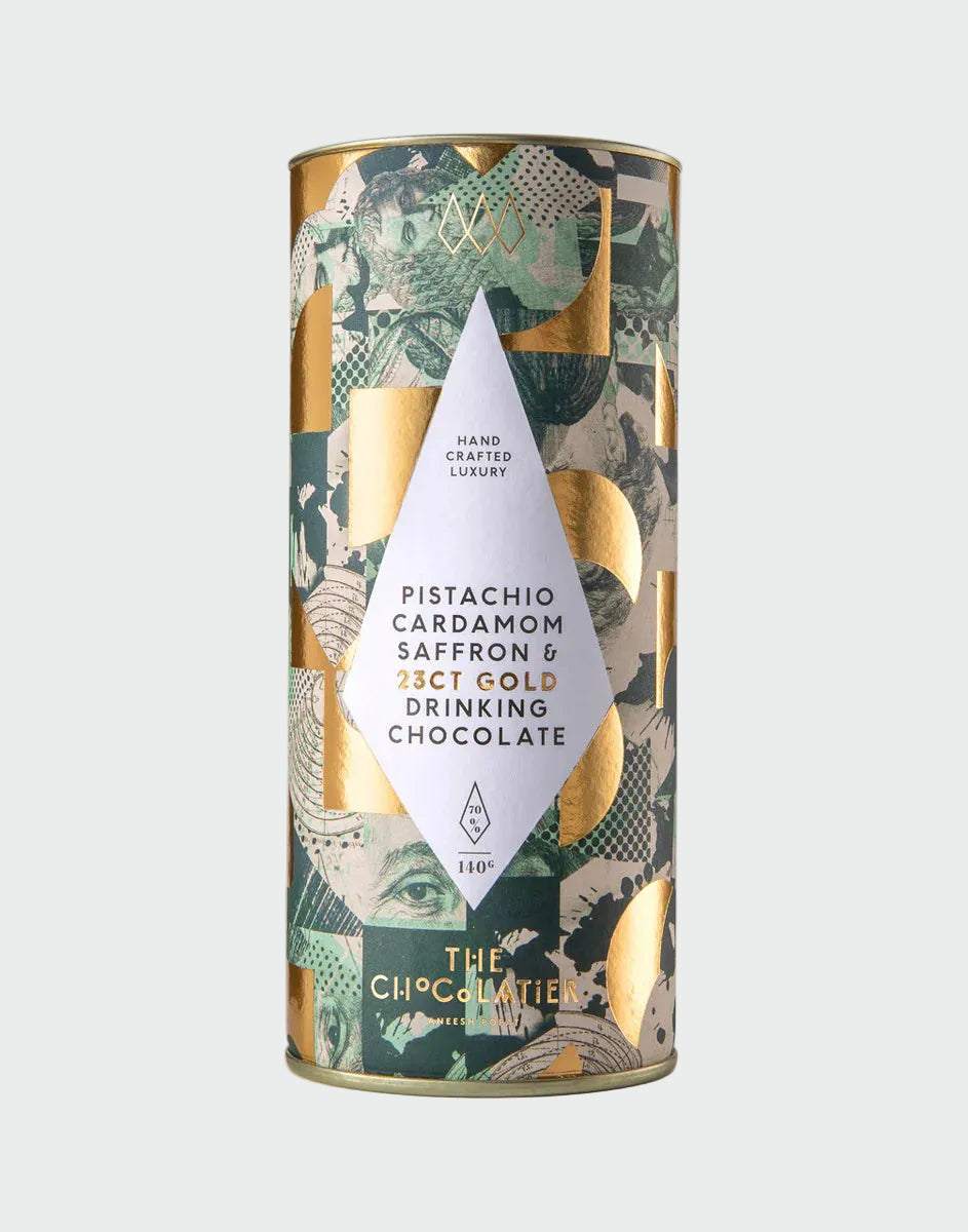 Pistachio, Cardamom, Saffron & 23ct Gold Drinking Chocolate 140g